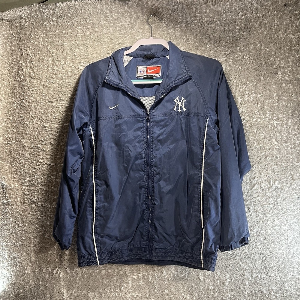 NY Yankees MLB Nike Team Full Zip Blue Jacket Windbreaker Youth L